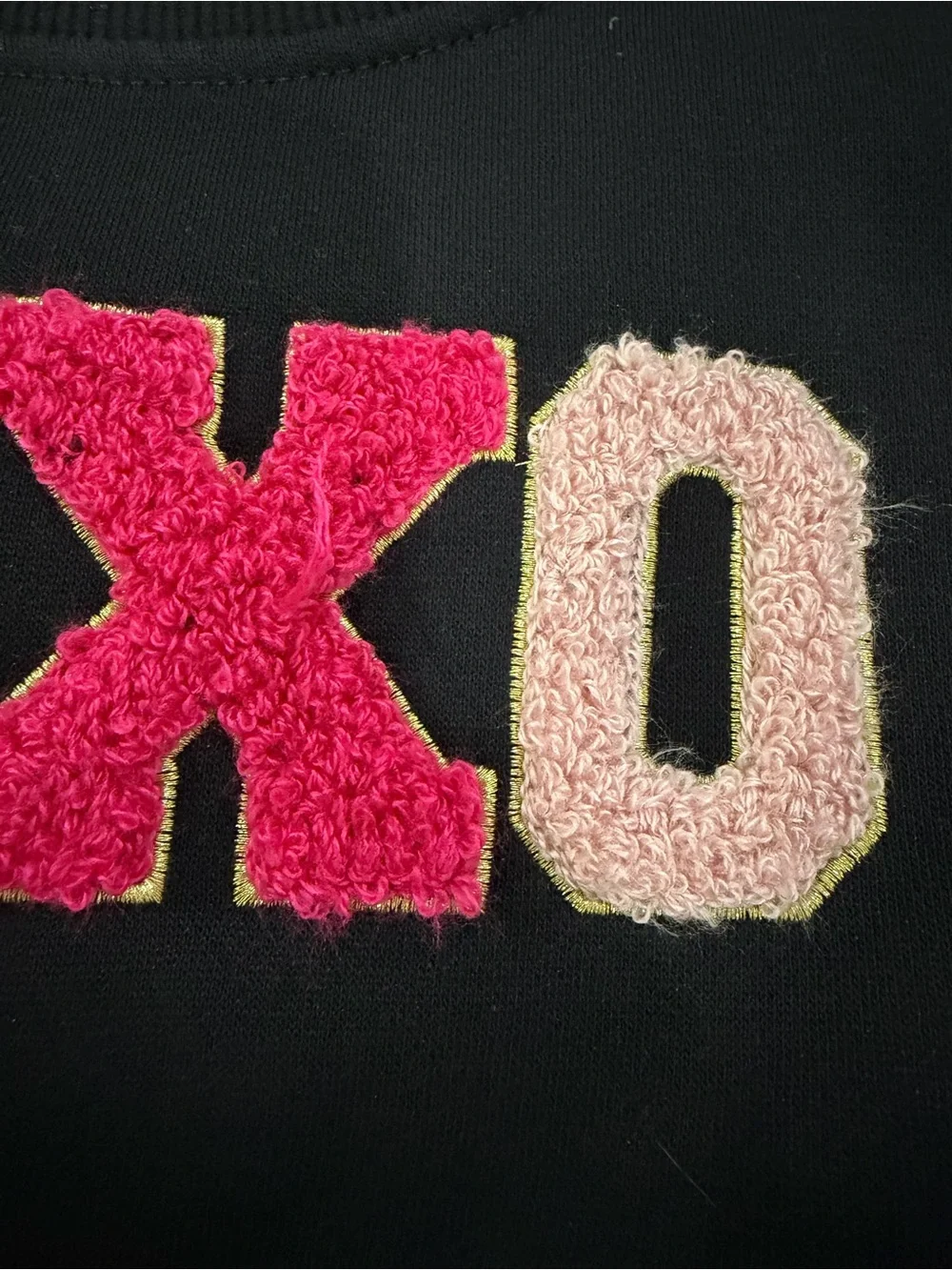 btween Black Kids Sweatshirt & Jogger Set with Pink and Cream 'XOXO' Patches - Picture 2 of 7